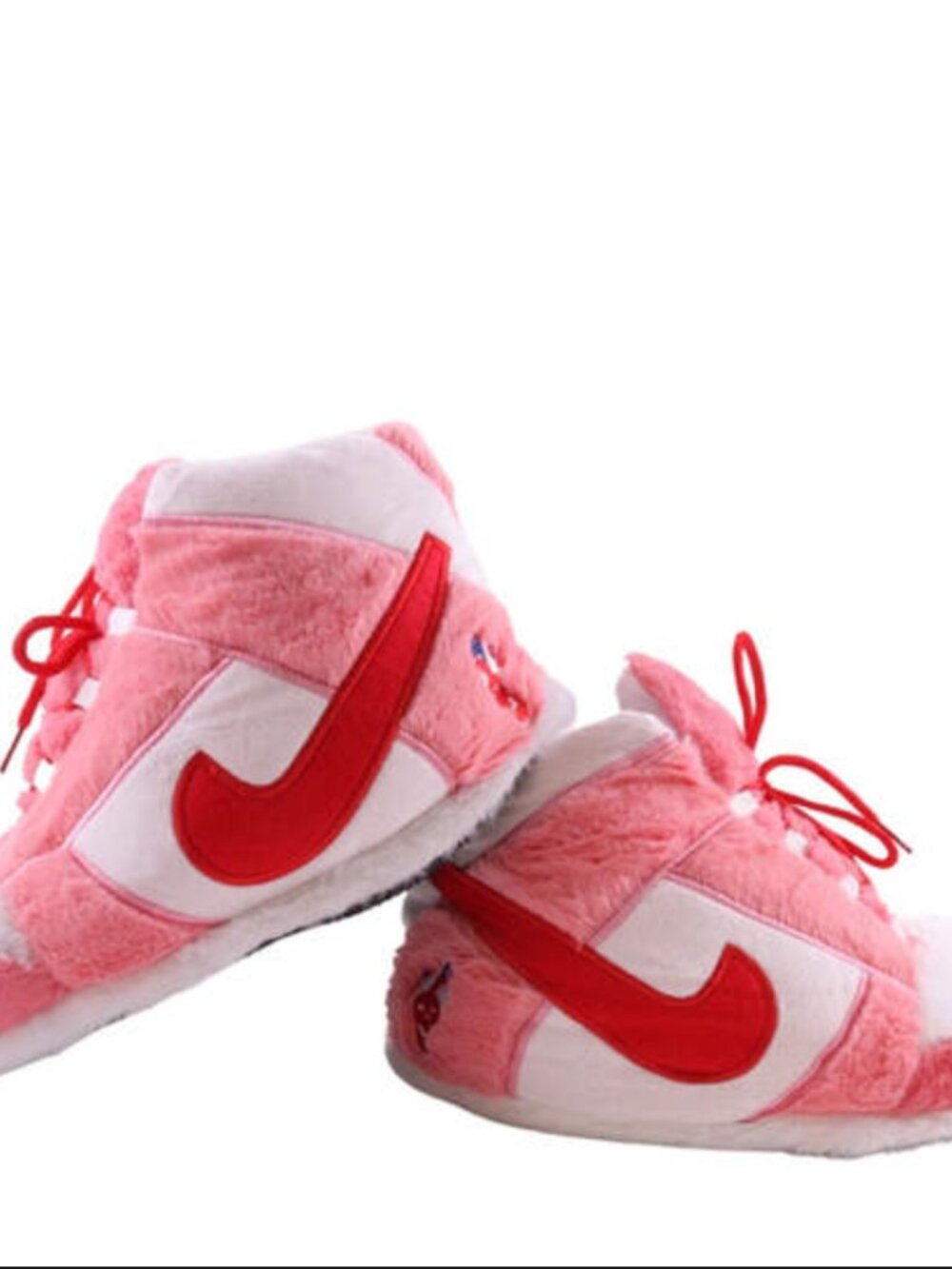 Nike Pink White Dunks Retro Plush Sneaker Slippers Women's Oversized Size 6-10